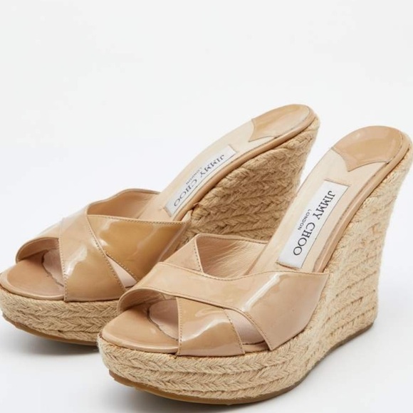 Jimmy Choo Nude Patent Leather Wedges Size EU 41 - Picture 13 of 16